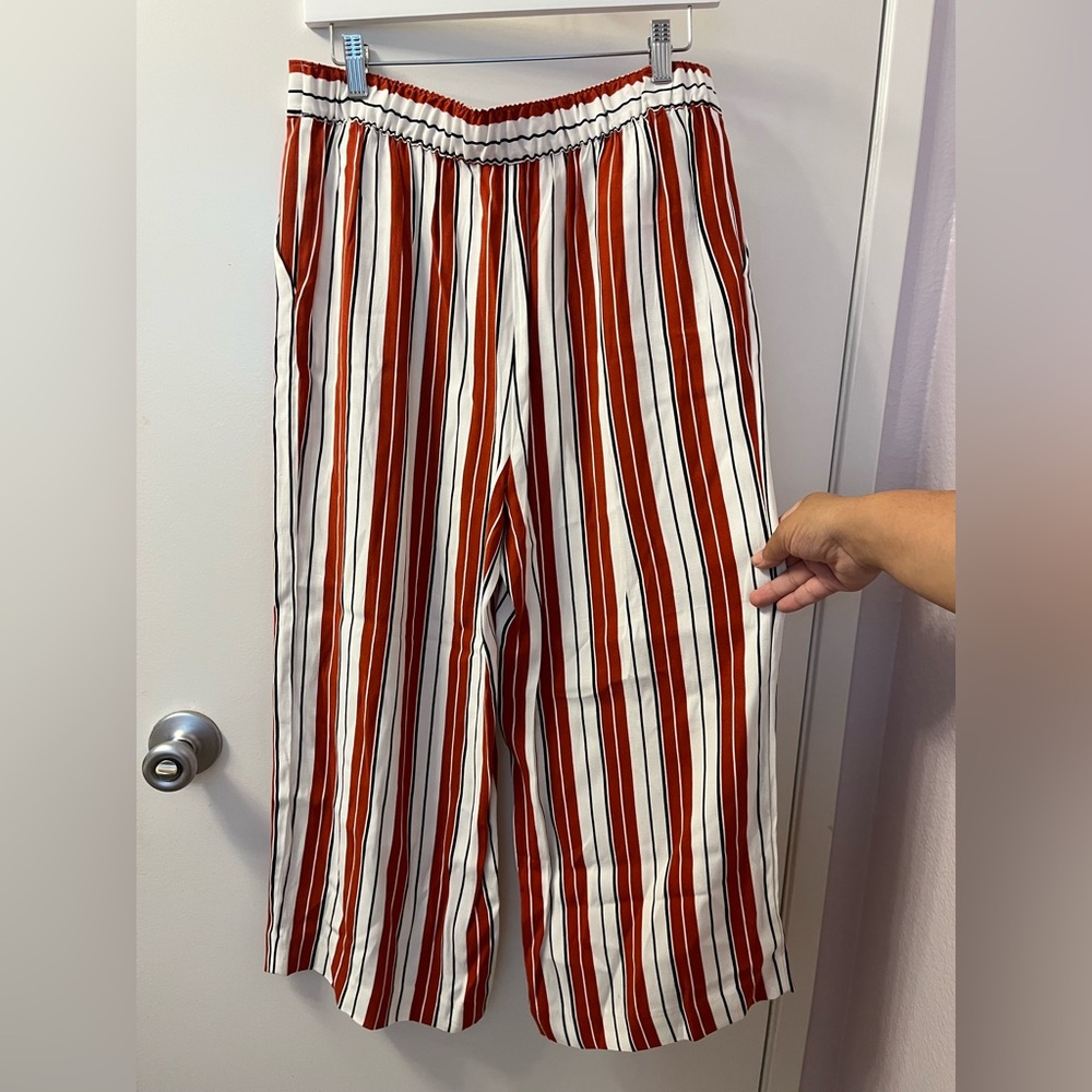 The LOFT Pull On Wide Leg Crop Pant in Stripe NWOT R 15/L 23/Waist 16-19 (RSB #2 - Picture 6 of 8